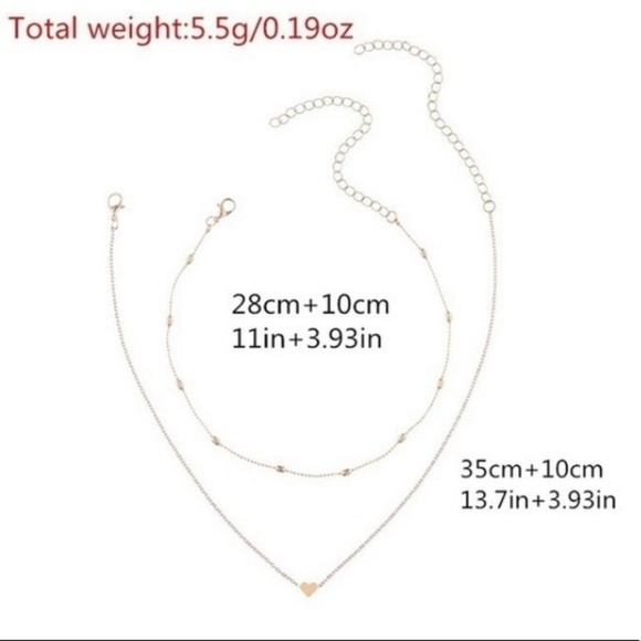 (Last1) Double Heart Layered Necklace/Choker Super - Picture 3 of 4